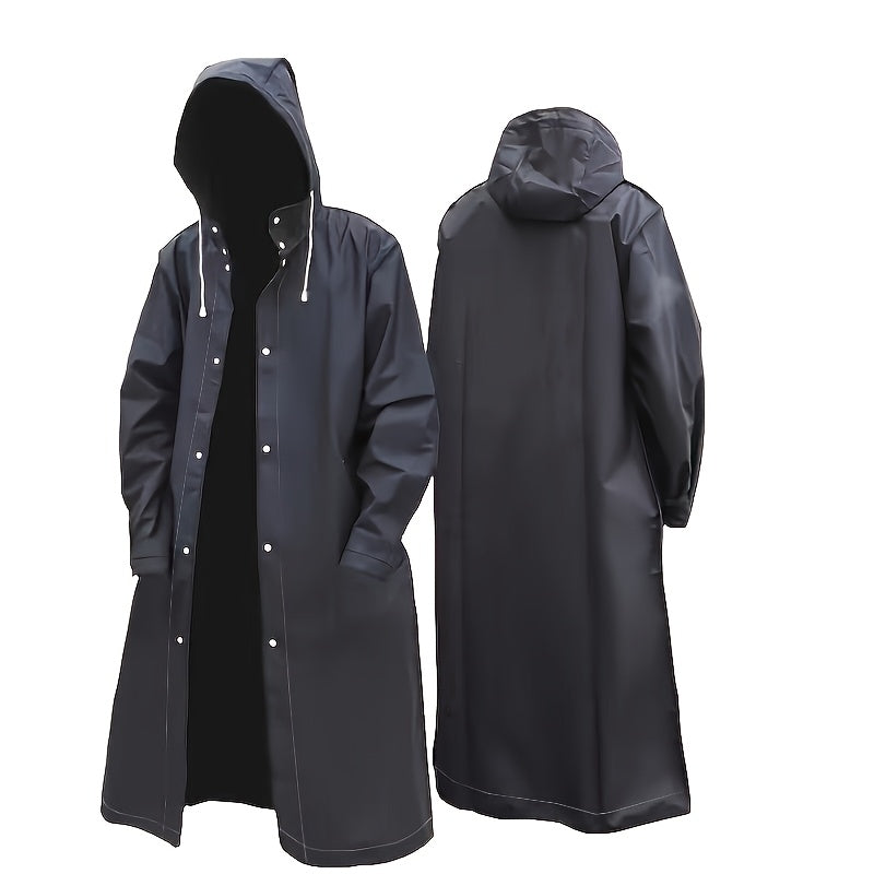 Capa de Chuva Leve Capa de Chuva Masculina Preta para Exterior  1 Unidade Capuz com Cordo Ajustvel Cobertura Total Design de Alta Qualidade com Bolsos com Zper para Ciclismo Caminhada Pesca