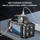 Lanterna Multifuncional e Durvel LED Preta Solar e Recarregvel por USB IP44 4 Modos Regulvel Porttil para Acampamento Escalada Pesca Corrida Caminhada Noturna Emergncia