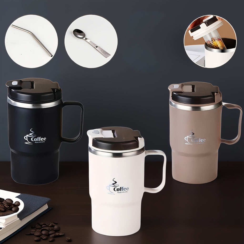 Caneca de Caf Isolada em Ao Inoxidvel com Pega Infusor de Ch Incorporado e Colher Dobrvel Tampa AntiFugas  Perfeita para Escritrio Dia dos Namorados Dia da Me Presentes de Natal  Caneca de Caf para Presente  Utenslios de Bebida Elegantes